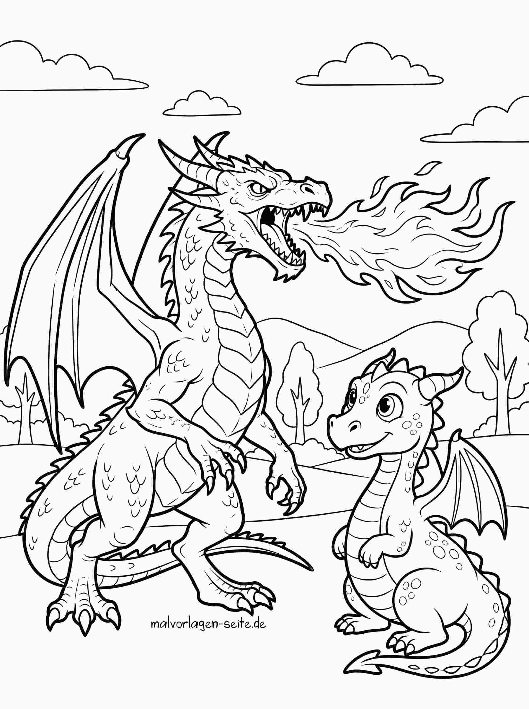 Malvorlage Drachen