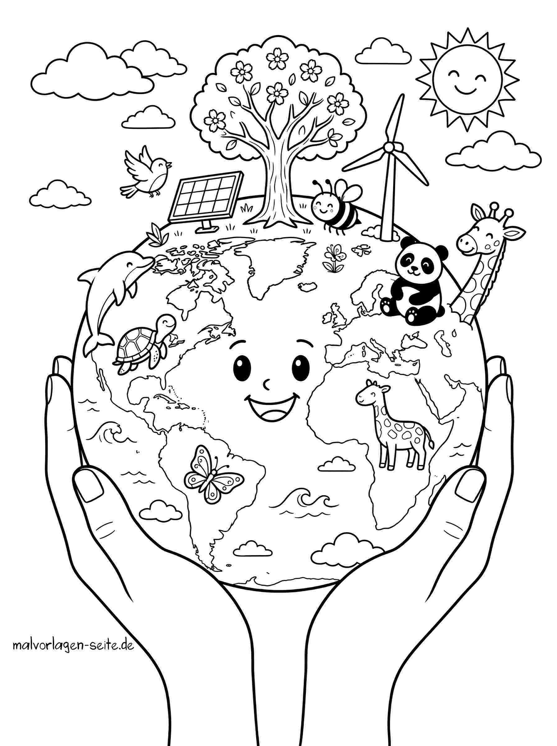 Malvorlage Earth Day - Tag der Erde
