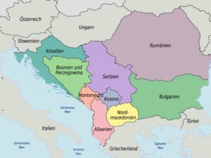 Politsche Landkarte der Balkanstaaten Politsche Landkarte der Balkanstaaten