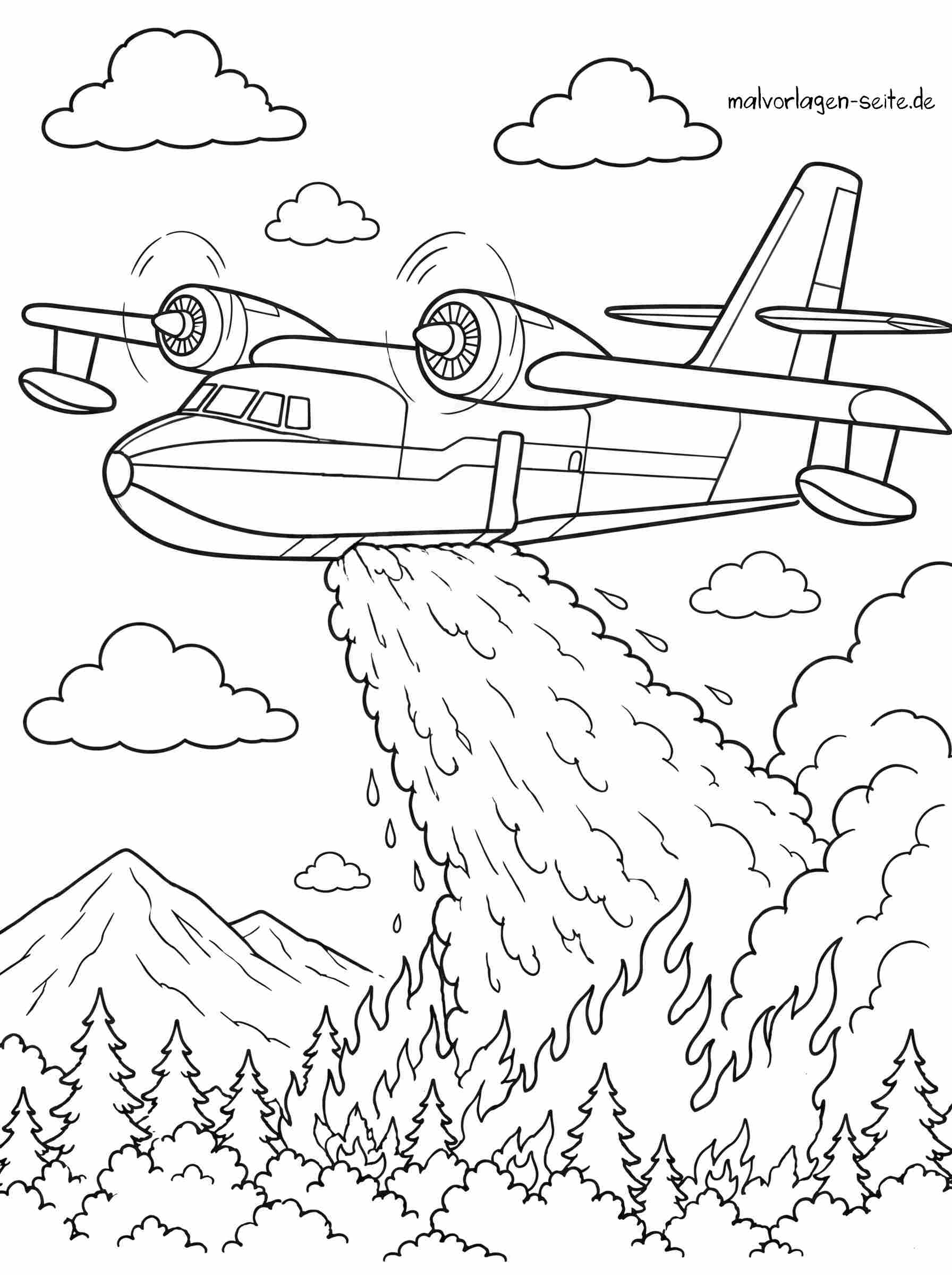 Malvorlage Löschflugzeug