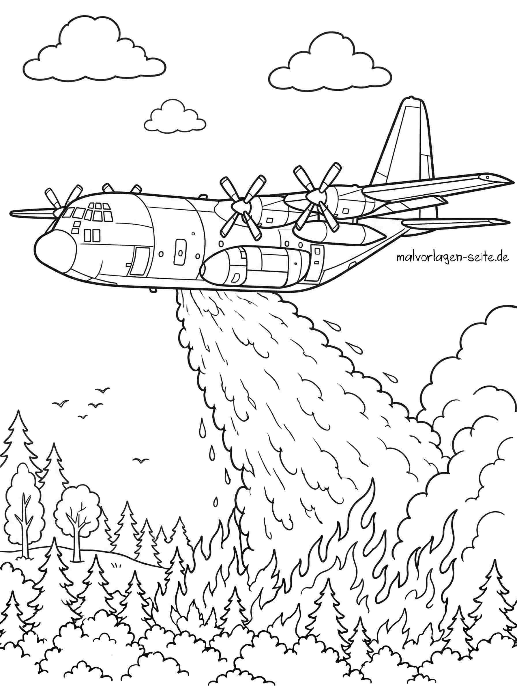 Malvorlage Löschflugzeug