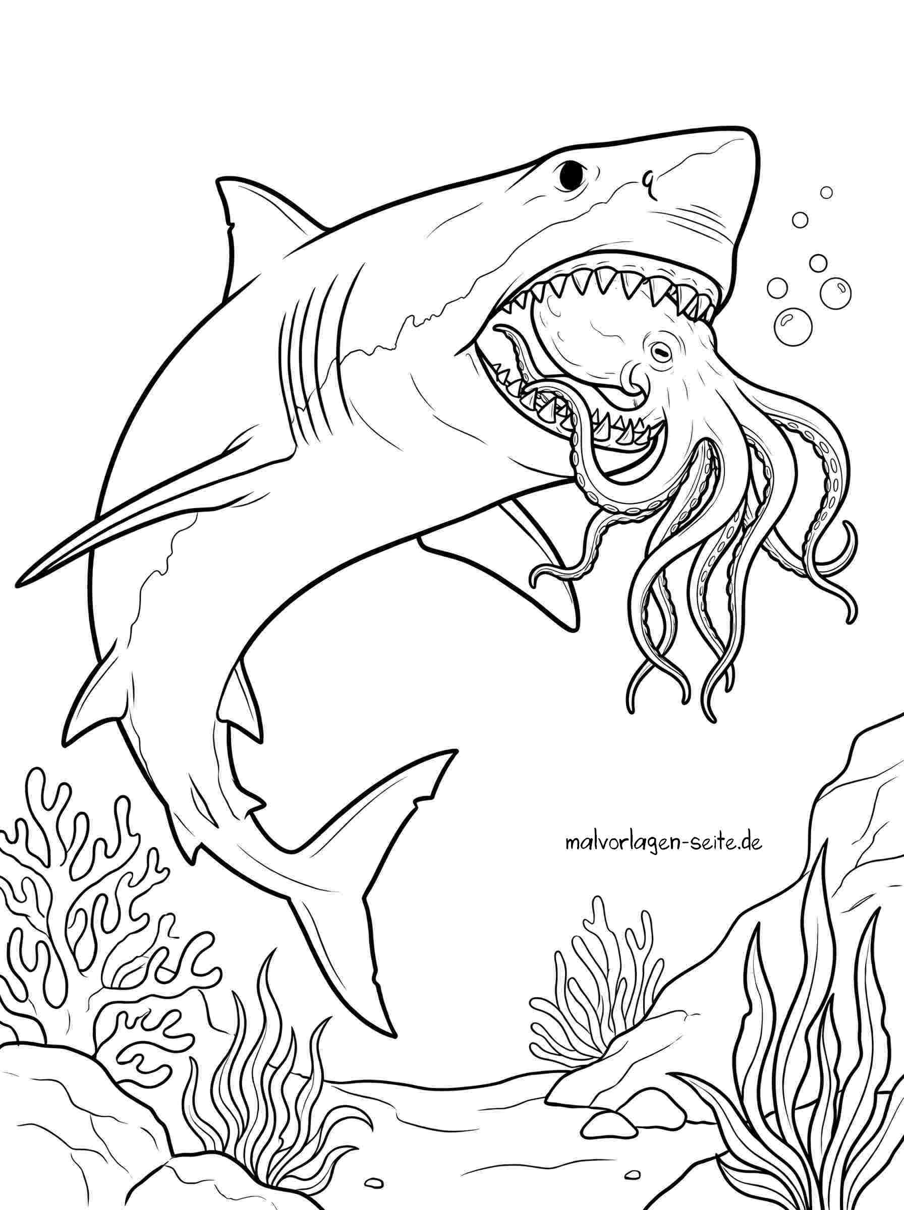 Malvorlage Megalodon