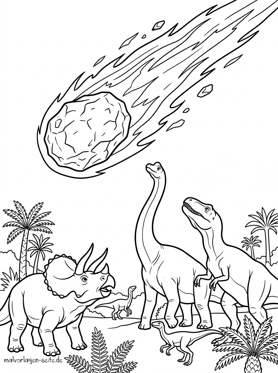 Malvorlage Dinosaurier und Komet dino komet 1
